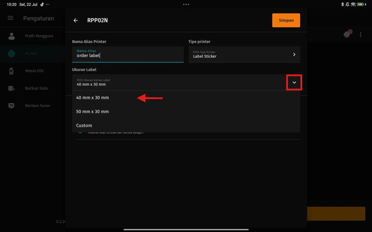 mengatur printer label